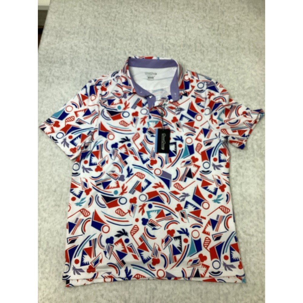 Good Good Golf Mens Proud & True Polo Shirt Geometric Abstract Print GG997R-M